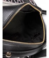 FURLA PIPER Chain print canvas and leather backpack black + talc + light pink - Women’s Bags - 5