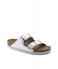 BIRKENSTOCK ARIZONA Leather slipper sandal metallic silver - Women&rsquo;s shoes - 4