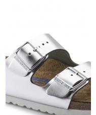 BIRKENSTOCK ARIZONA Leather slipper sandal metallic silver - Women&rsquo;s shoes - 5