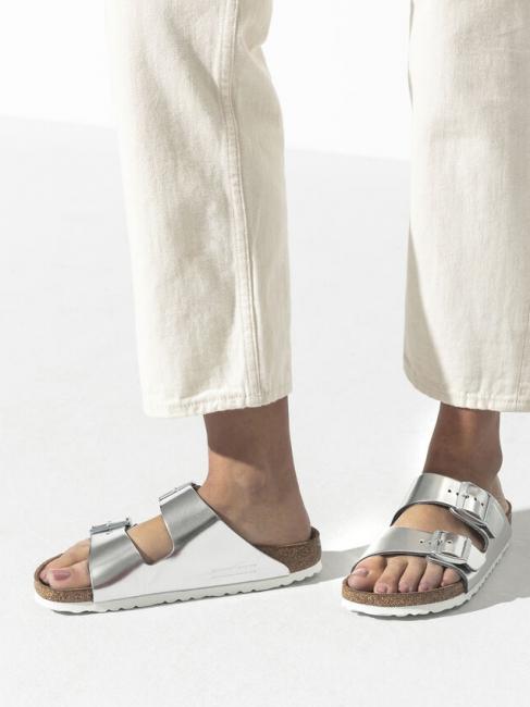 ARIZONA Leather slipper sandal metallic silver - Women&rsquo;s shoes