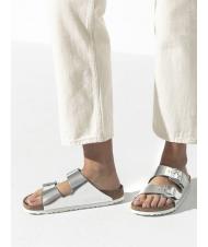 BIRKENSTOCK ARIZONA Leather slipper sandal metallic silver - Women&rsquo;s shoes - 7