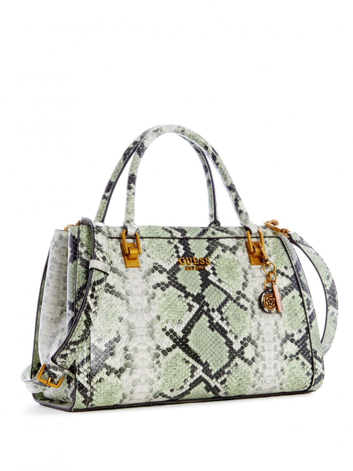 Guess Abey Handbag With Shoulder Strap Python Print Sage Python