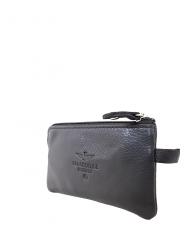 AERONAUTICA MILITARE FLAG Key case with zip, in leather Black - Key holders - 3