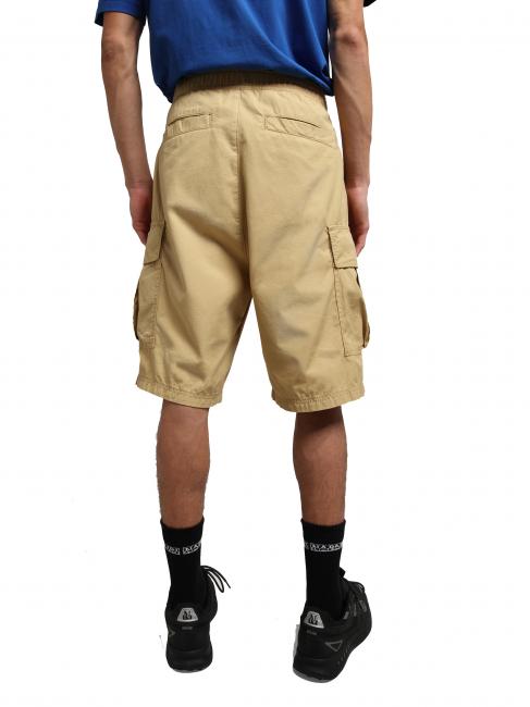 N-DRU Cargo bermuda in cotton with belt sand prairie - Trousers