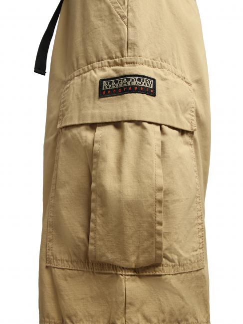 N-DRU Cargo bermuda in cotton with belt sand prairie - Trousers