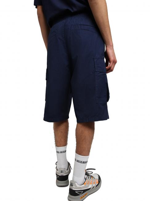 N-DRU Cargo bermuda in cotton with belt medieval blue - Trousers