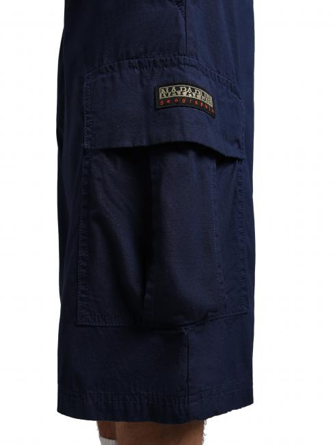 N-DRU Cargo bermuda in cotton with belt medieval blue - Trousers