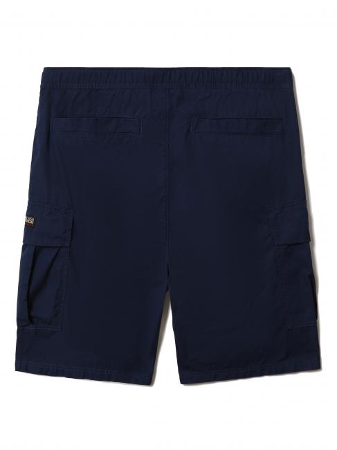 N-DRU Cargo bermuda in cotton with belt medieval blue - Trousers