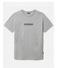 NAPAPIJRI S-BOX SS Logo box cotton T-shirt medium gray melange - T-shirt - 4