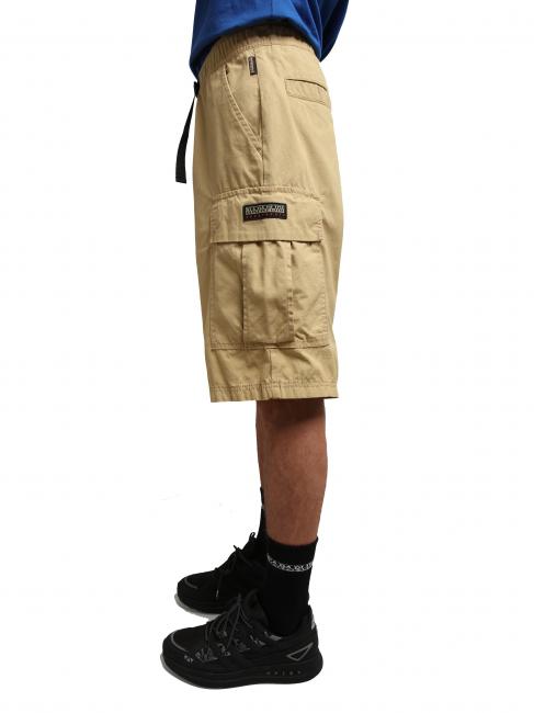 N-DRU Cargo bermuda in cotton with belt sand prairie - Trousers