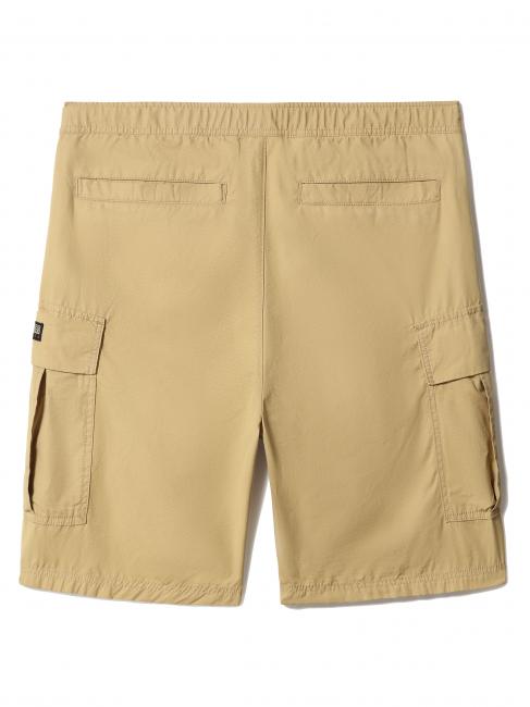 N-DRU Cargo bermuda in cotton with belt sand prairie - Trousers