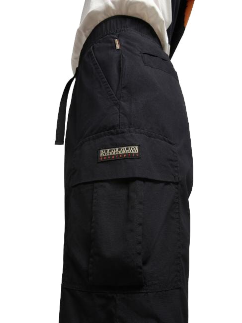 N-DRU Cargo bermuda in cotton with belt black 041 - Trousers