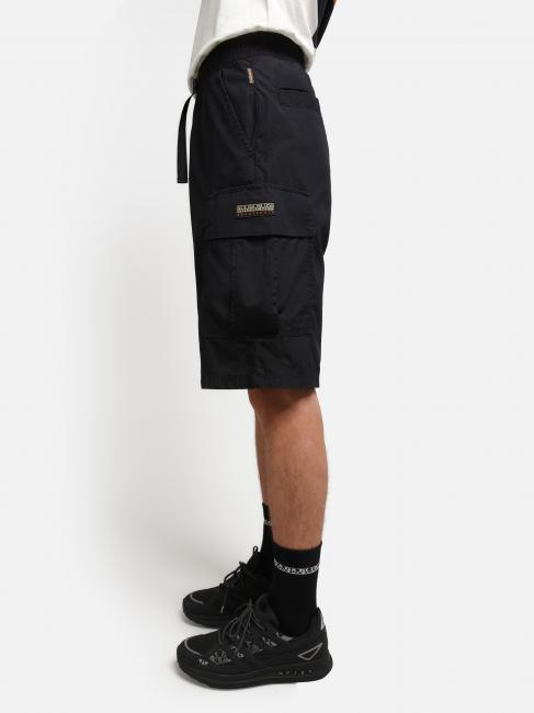 N-DRU Cargo bermuda in cotton with belt black 041 - Trousers