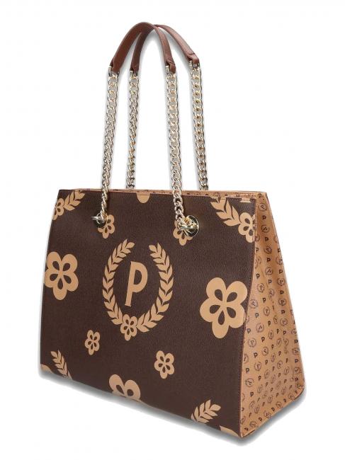 HERITAGE  Shopping bag with all over print Brown - Women’s Bags
