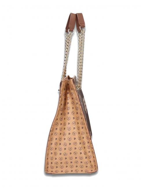 HERITAGE  Shopping bag with all over print Brown - Women’s Bags