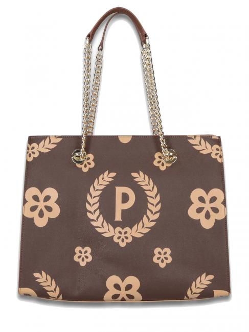 HERITAGE  Shopping bag with all over print Brown - Women’s Bags