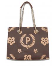 POLLINI HERITAGE  Shopping bag with all over print Brown - Women’s Bags - 4