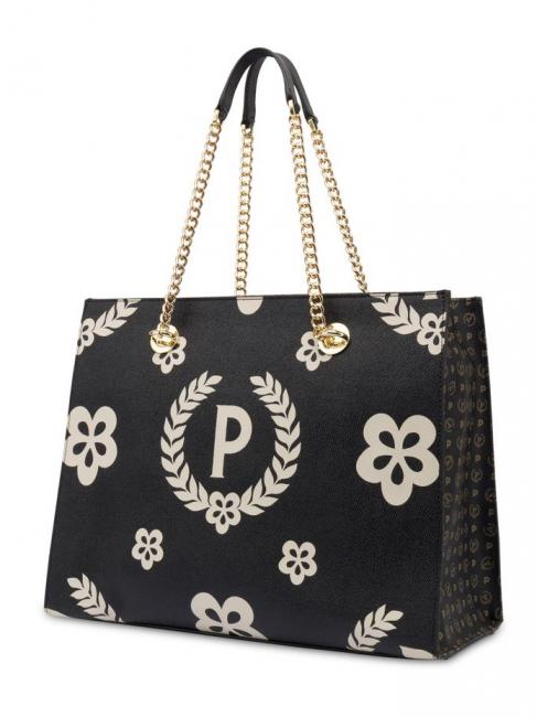 HERITAGE  Shopping bag with all over print Black - Women&rsquo;s Bags