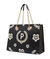 POLLINI HERITAGE  Shopping bag with all over print Black - Women&rsquo;s Bags - 2