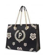 POLLINI HERITAGE  Shopping bag with all over print Black - Women&rsquo;s Bags - 4