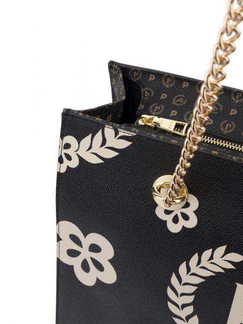 HERITAGE  Shopping bag with all over print Black - Women&rsquo;s Bags