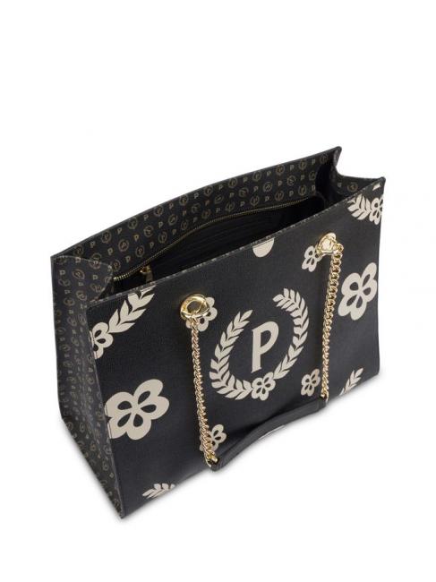HERITAGE  Shopping bag with all over print Black - Women&rsquo;s Bags