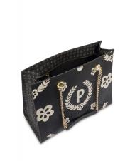 POLLINI HERITAGE  Shopping bag with all over print Black - Women&rsquo;s Bags - 6