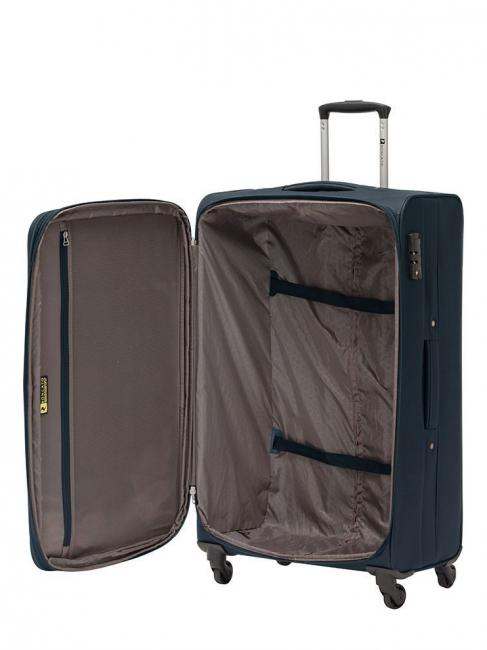 ONE WAY Large size trolley, expandable blu navy - Semi-rigid Trolley Cases