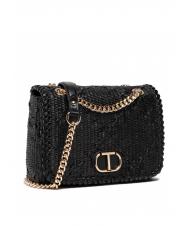 TWINSET STRAW EMBROIDERY Small shoulder bag with flap - Women&rsquo;s Bags