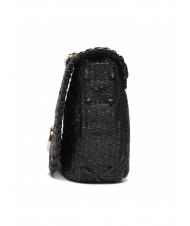 TWINSET STRAW EMBROIDERY Small shoulder bag with flap black - Women&rsquo;s Bags - 3