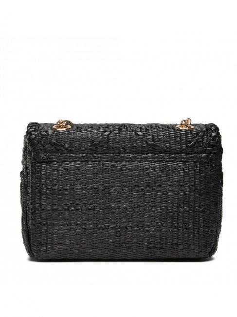 STRAW EMBROIDERY Small shoulder bag with flap black - Women&rsquo;s Bags