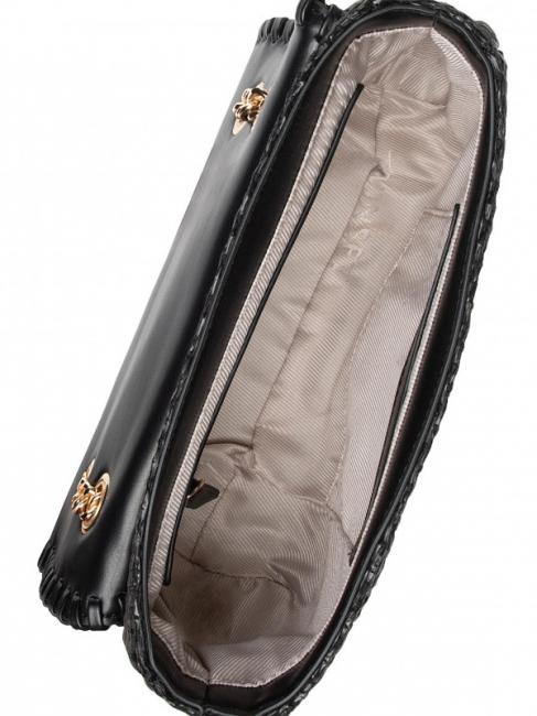 STRAW EMBROIDERY Small shoulder bag with flap black - Women&rsquo;s Bags