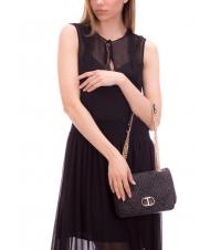 TWINSET STRAW EMBROIDERY Small shoulder bag with flap black - Women&rsquo;s Bags - 7