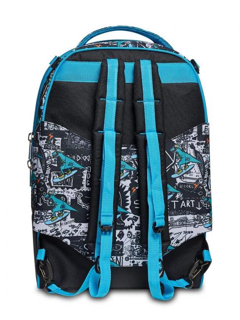 GANG ANIMALI FLIP 3D SJ Detachable trolley backpack with triple wheels Black - Backpack trolleys
