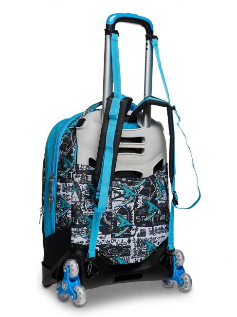 GANG ANIMALI FLIP 3D SJ Detachable trolley backpack with triple wheels Black - Backpack trolleys