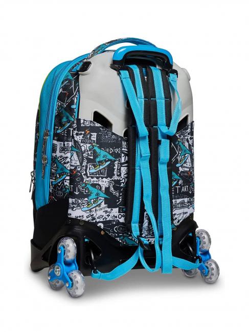GANG ANIMALI FLIP 3D SJ Detachable trolley backpack with triple wheels Black - Backpack trolleys
