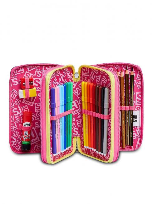 ANIMALI FANTASY SJ GIRL 3 zip case, complete with markers and school kit BLACK STRIPED FOREST - Cases and Accessories