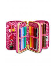 SJGANG ANIMALI FANTASY SJ GIRL 3 zip case, complete with markers and school kit BLACK STRIPED FOREST - Cases and Accessories - 2