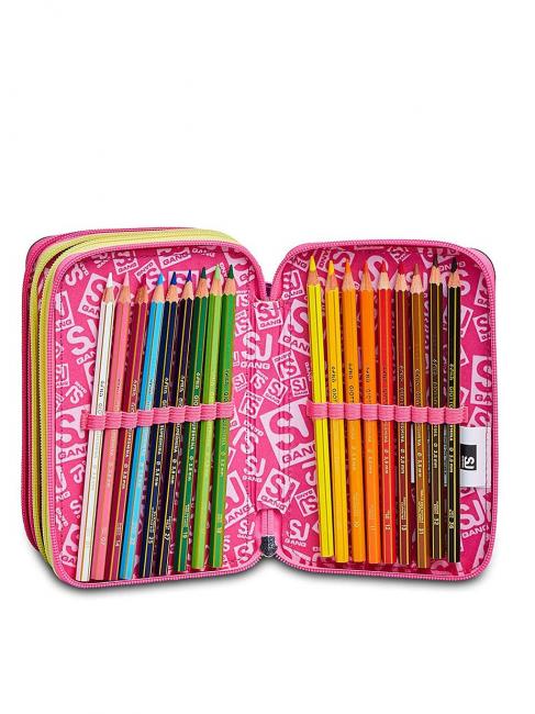 ANIMALI FANTASY SJ GIRL 3 zip case, complete with markers and school kit BLACK STRIPED FOREST - Cases and Accessories