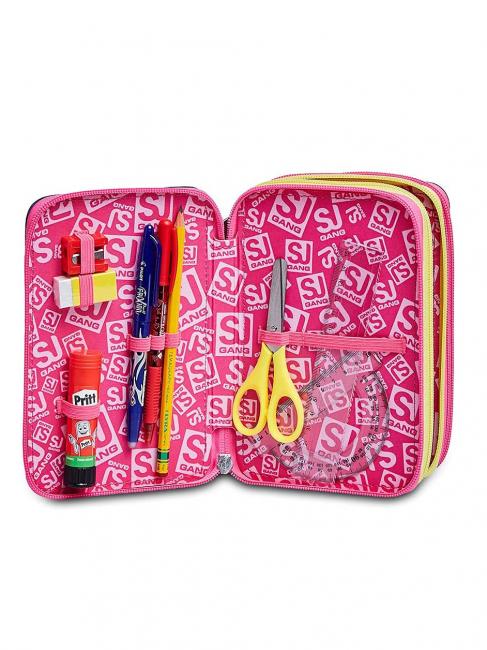 ANIMALI FANTASY SJ GIRL 3 zip case, complete with markers and school kit BLACK STRIPED FOREST - Cases and Accessories