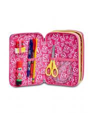 SJGANG ANIMALI FANTASY SJ GIRL 3 zip case, complete with markers and school kit BLACK STRIPED FOREST - Cases and Accessories - 5