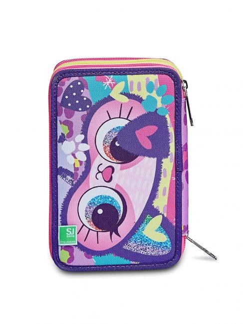 ANIMALI FANTASY SJ GIRL 3 zip case, complete with markers and school kit BLACK STRIPED FOREST - Cases and Accessories