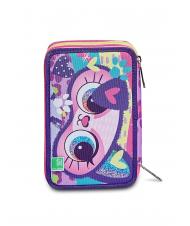 SJGANG ANIMALI FANTASY SJ GIRL 3 zip case, complete with markers and school kit BLACK STRIPED FOREST - Cases and Accessories - 6