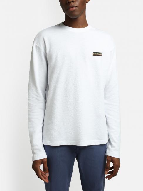 S-MAEN Long-sleeved cotton crew neck sweater bright white 002 - Men's Sweaters