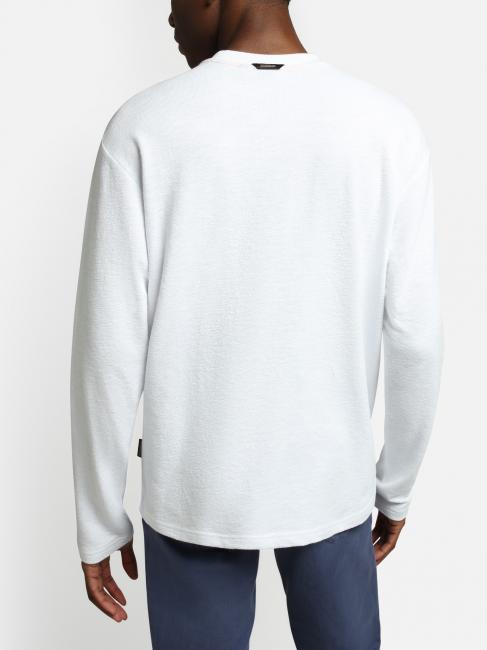 S-MAEN Long-sleeved cotton crew neck sweater bright white 002 - Men's Sweaters