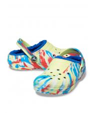 CROCS CLASSIC LINED MARBLED GLOG TODDLER Padded sabot sulfur / multi - Baby Shoes - 6