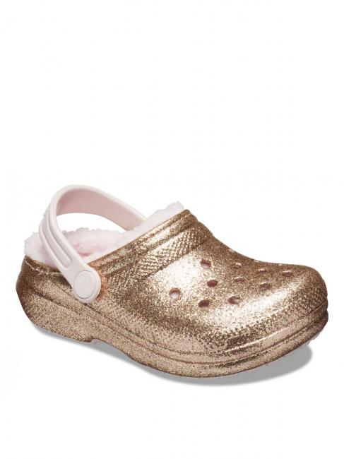 CLASSIC LINED GLITTER KIDS Padded sabot gold / barely pink - Baby Shoes
