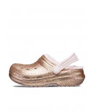 CROCS CLASSIC LINED GLITTER KIDS Padded sabot gold / barely pink - Baby Shoes - 3