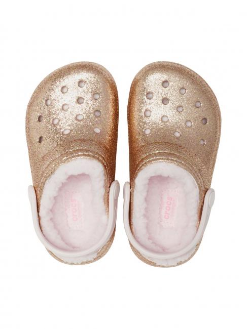 CLASSIC LINED GLITTER KIDS Padded sabot gold / barely pink - Baby Shoes