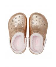 CROCS CLASSIC LINED GLITTER KIDS Padded sabot gold / barely pink - Baby Shoes - 4
